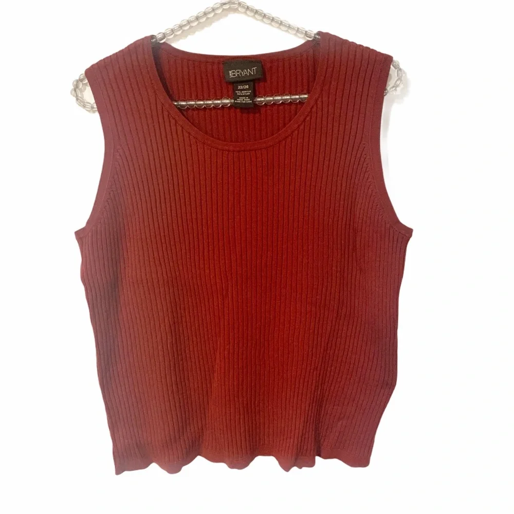 Lane Bryant Plus Size 22/24‎ Red Ribbed Plus Size Sweater Vest Sleeveless